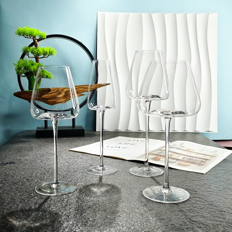 Red Wine Glass Transparent Burgundy Lead-Free Crystal Glass Big Belly Goblet Bordeaux Glass Concave Bottom Wine Glass