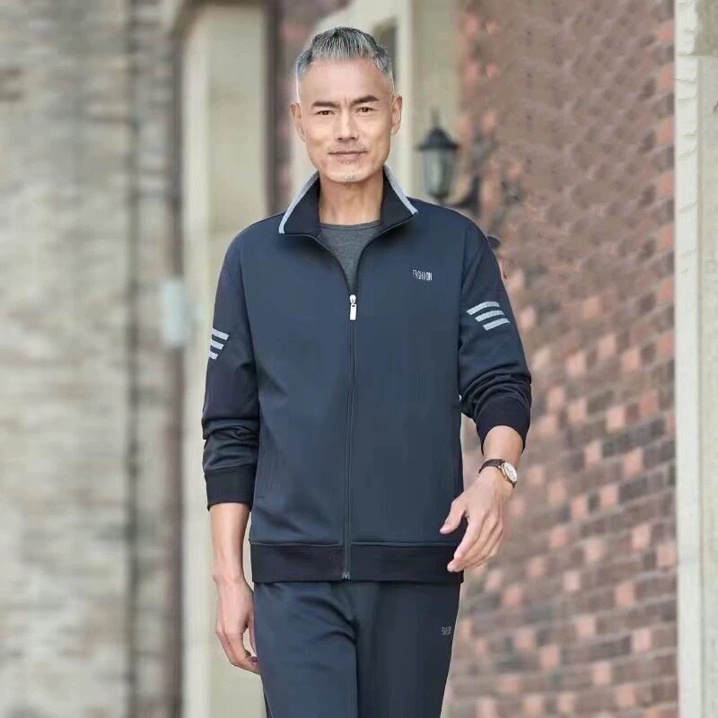 中老年人运动套装男春秋季2026年新款爸爸休闲装运动服两件套