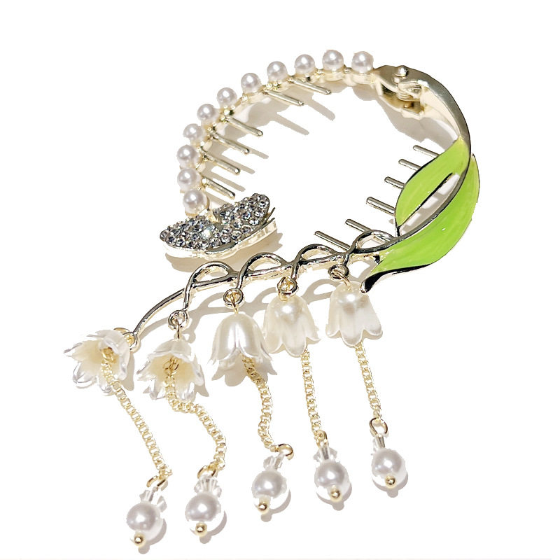 Fairy ancient style orchid tassel ponytail buckle sweet ball head alloy hairpin women's back spoon updo hair buckle