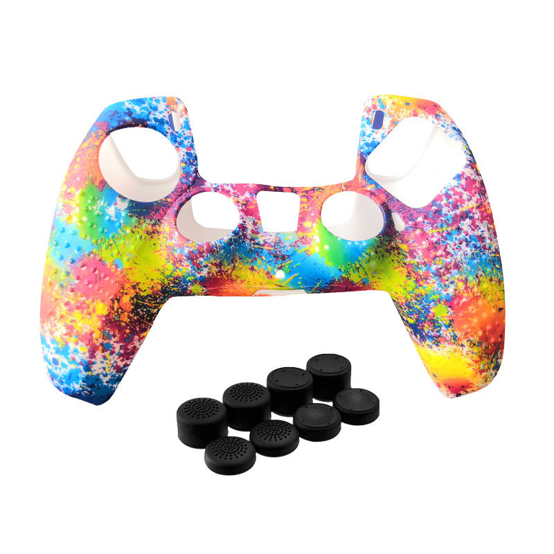New Product Ps5 Handle Cover Game Handle Skin Accessories Ps5 Silicone Protective Cover Camouflage Particle Handle Cover