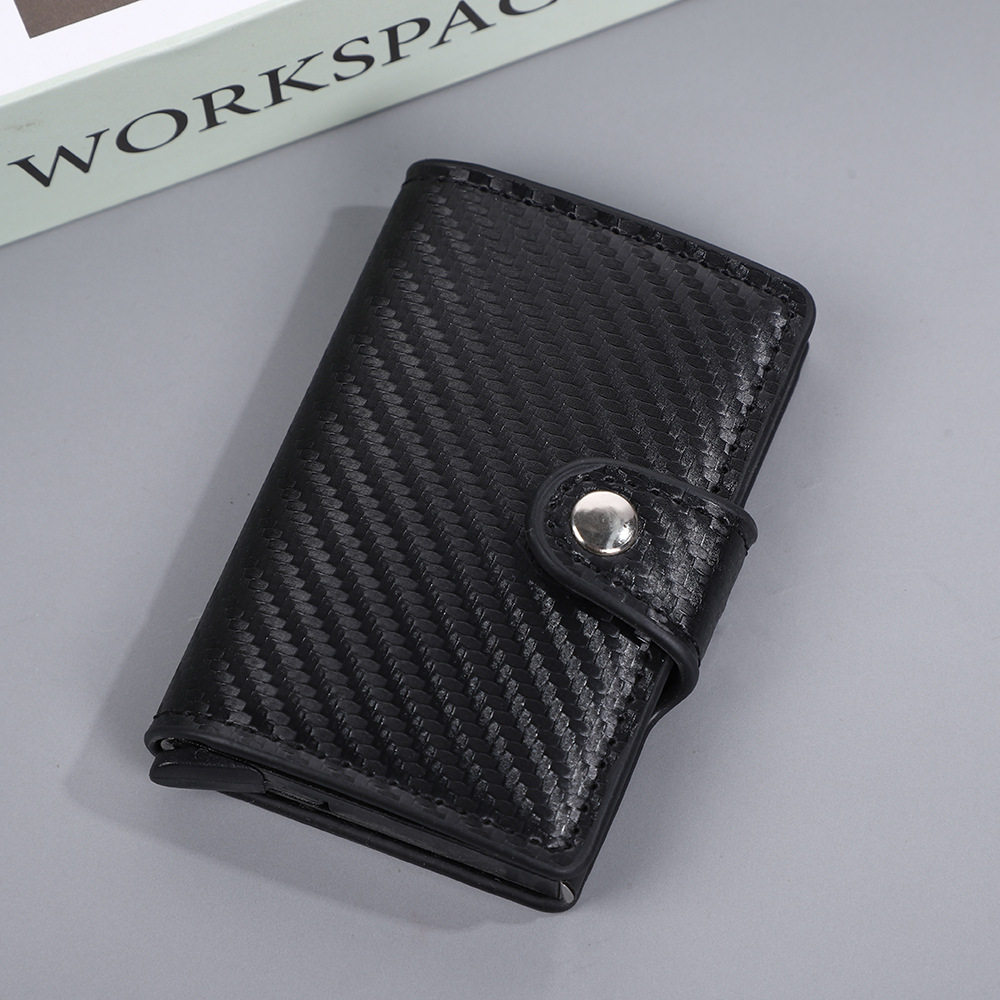 Cross-Border Popular Rfid Aluminum Box Card Holder Carbon Fiber Pu Anti-Theft Credit Card Holder Metal Automatic Card Ejection Card Box