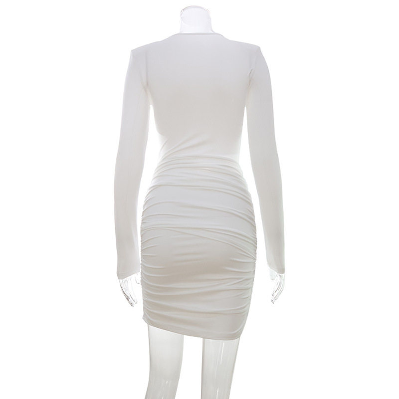 Fashionable Hollow Out Bodycon Dress Elegant Pleated Design Chic Evening Wear Wholesale Available