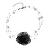 French Romantic Black and White Choker Flower Pearl Necklace Women's Summer Clavicle Chain Fairy Necklace 2025 New Style