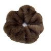 Korean-Style Faux Mink Fur Plush Scrunchie Bun Hair Tie for Women, High-Elasticity Hair Band with Flower Design