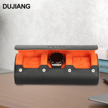 Processing and Customization of Fashionable Solid Color Watch Boxes, High-End First-Layer Cowhide Leather Watch Storage Boxes, Portable Watch Boxes