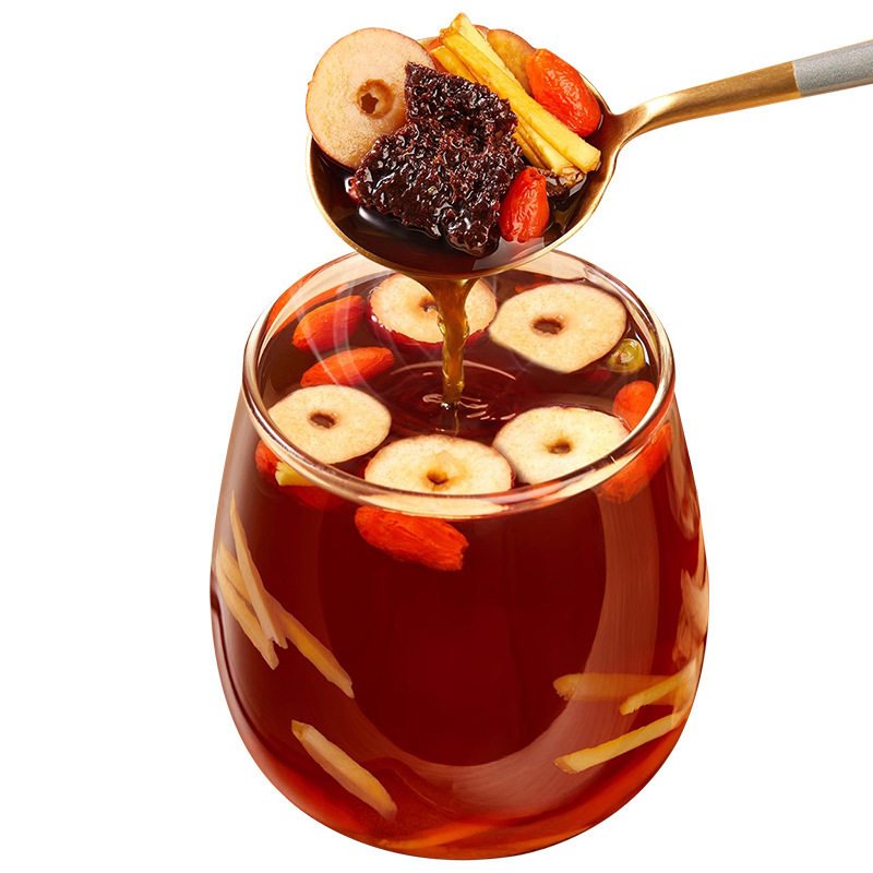 Brown Sugar Ginger Tea, Black Sugar Ginger Tea, Longan, Red Dates, Ginger Shreds, and Goji Berry Combination Tea, Individually Packaged