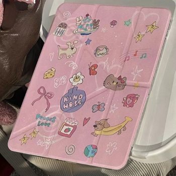 Y-Fold Cartoon Animal Tablet Protective Case for iPad Pro 11 2024/10Th/10.2/10.9/9.7 Inch Style