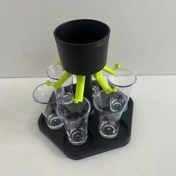 Cross-Border Popular Hexagonal Wine Dispenser Practical 6 Shot Glass Dispenser and Holder