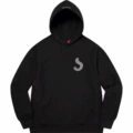 E538supreme 21ss swarovski s logo swarovski joint black