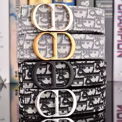 In-Stock New Trendy Classic Monogram Cd Letter Buckle Men's Belt Versatile Youth Belt Top Layer Cowhide Trendy Pants