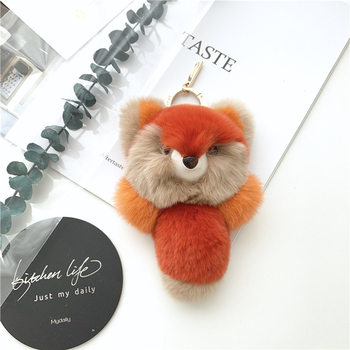 New color matching small fox rex rabbit fur fur pendant cute plush car key chain pendant doll small pendant for women