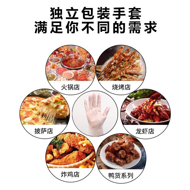 Disposable Gloves, Individually Packaged, Food-Grade, Thickened Tpe Material, Suitable for Catering and Takeout, Lobster, Fried Chicken, Logo Can Be Printed