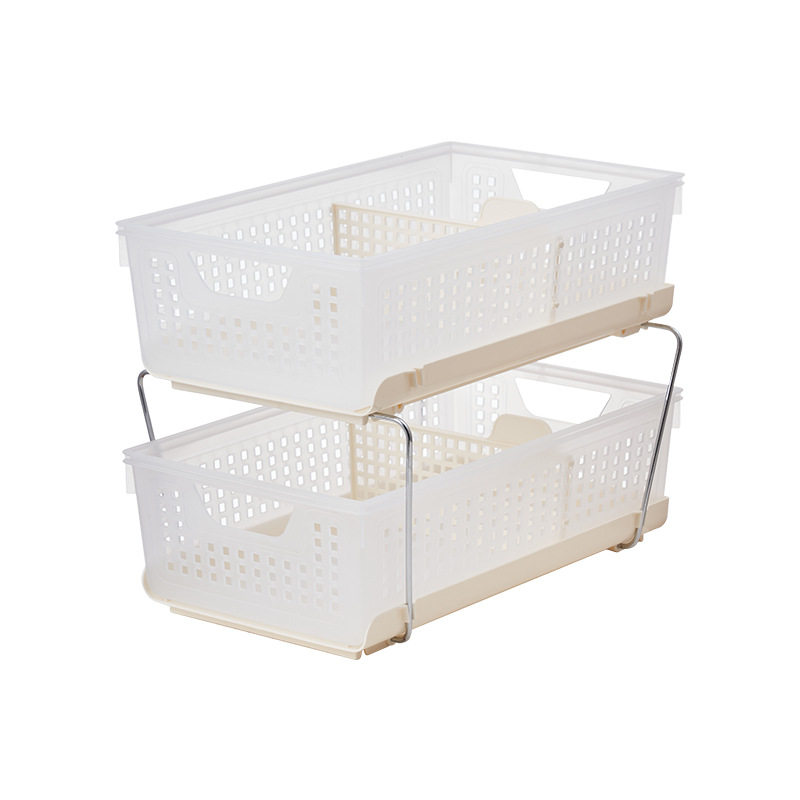 Dropshipping Pull-Out Stackable Hollow Storage Basket for Desk Dormitory Desktop Partition Makeup Storage Miscellaneous Storage Box
