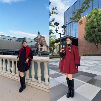 [Good Luck] 2025 New Women's Double-Sided Reversible Cape Style Double-Sided Wool Coat, Fashionable and Versatile