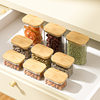 Square sealed jar plastic food jar bamboo cover kitchen grains jar storage box transparent tea storage jar