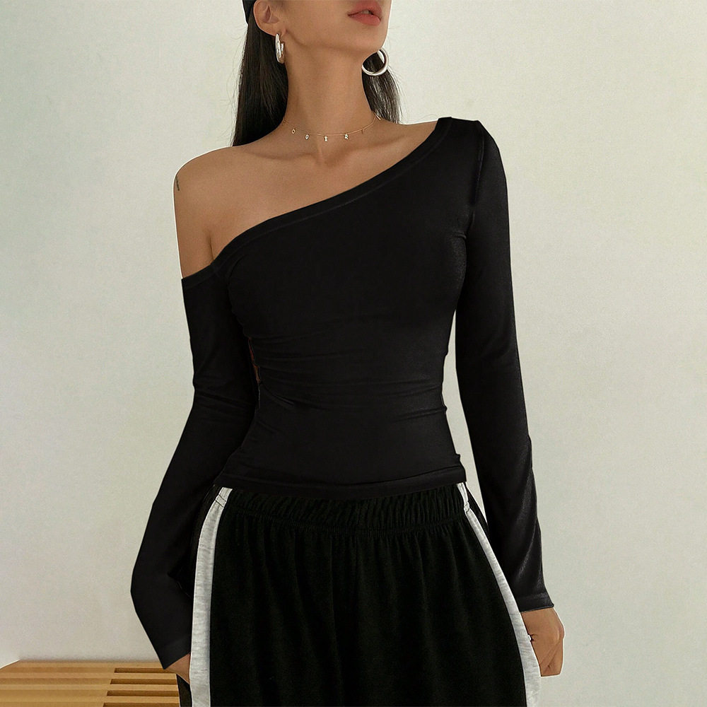 Off Shoulder T Shirt Trendy Design Long Sleeve Spring Summer Style Womens Fashion Top Wholesale Available