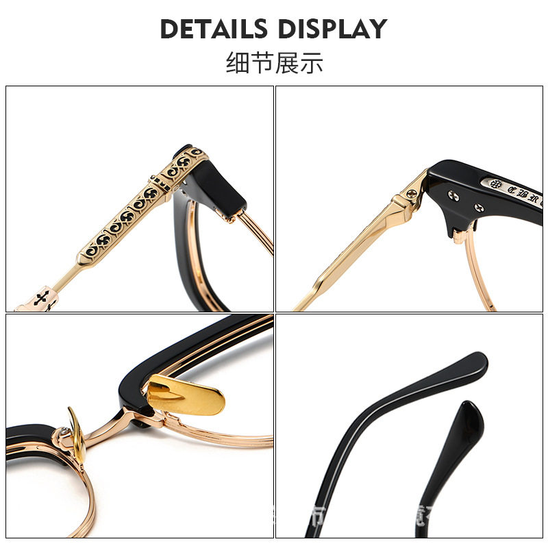 plus size Widened Vintage Glasses Frame Crocus VERTICAL Big Face Pure Titanium Plate Eyebrow Myopia Glasses Frame