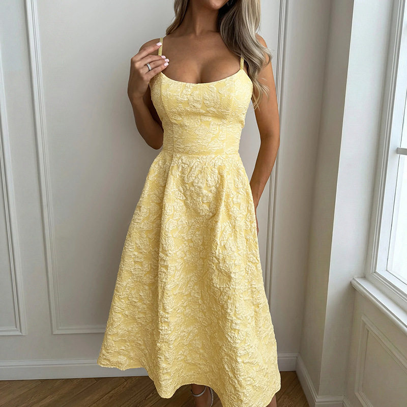 Elegant Princess Style Floral A Line Dress Sleeveless Waist Defined Summer Fashion Wholesale Available