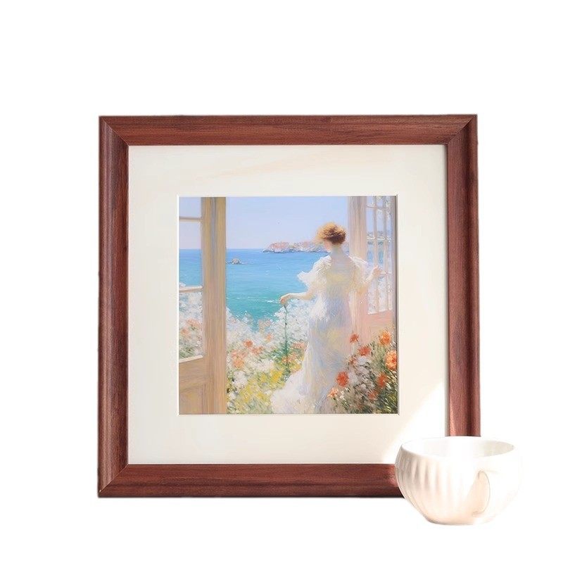 Mounting Frame Square Various Style Solid Wood Picture Frame Traditional Chinese Painting Calligraphy Cross Stitch Photo Frame 50 Making Frame Hanging