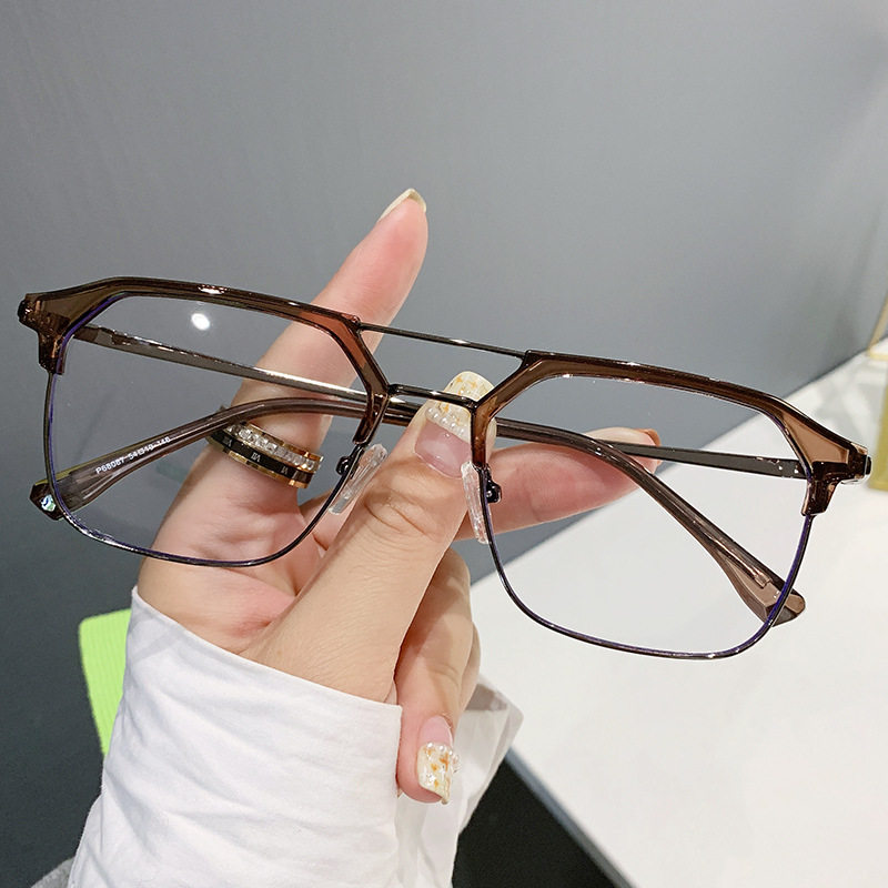 68087 Little Red Riding Book Shake Voice Live Broadcast Double Beam Metal Retro Personality Anti-Blue Light Flat Mirror Frame Men Can be Equipped with Myopia