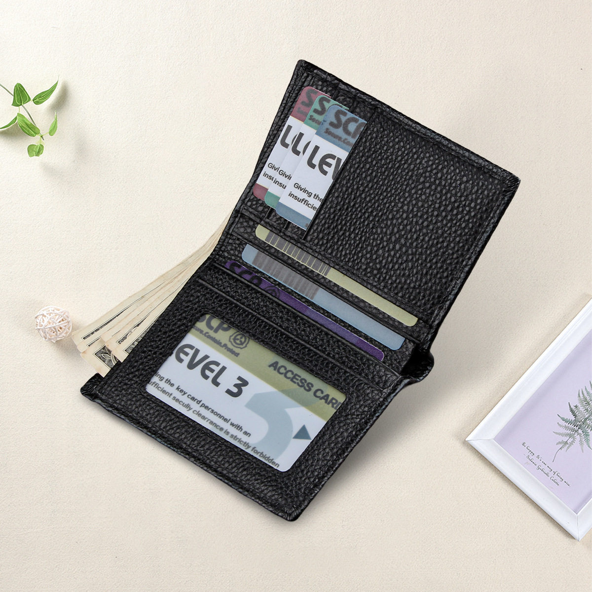 Men's Leather Wallet Multi Card Wallet Factory Outlet Top Layer Cowhide Men's Wallet Leather Vertical Wallet