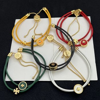European and American Fashion Accessible Luxury Simple Work Clothing Niche Design Double-Layer Adjustable Colorful Leather Rope Bracelet Bracelet