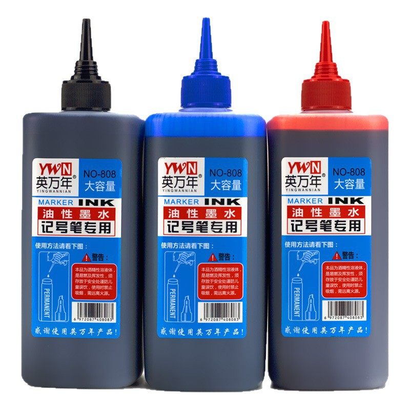 5 Bottle Free Shipping Marker Large Head Pen Ink Fill Add Ink Large Bottle 500 ml Capacity Mark Ink
