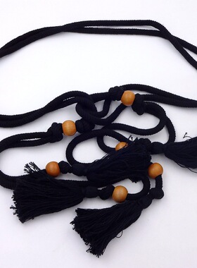 棉麻女编织腰带配饰设计感