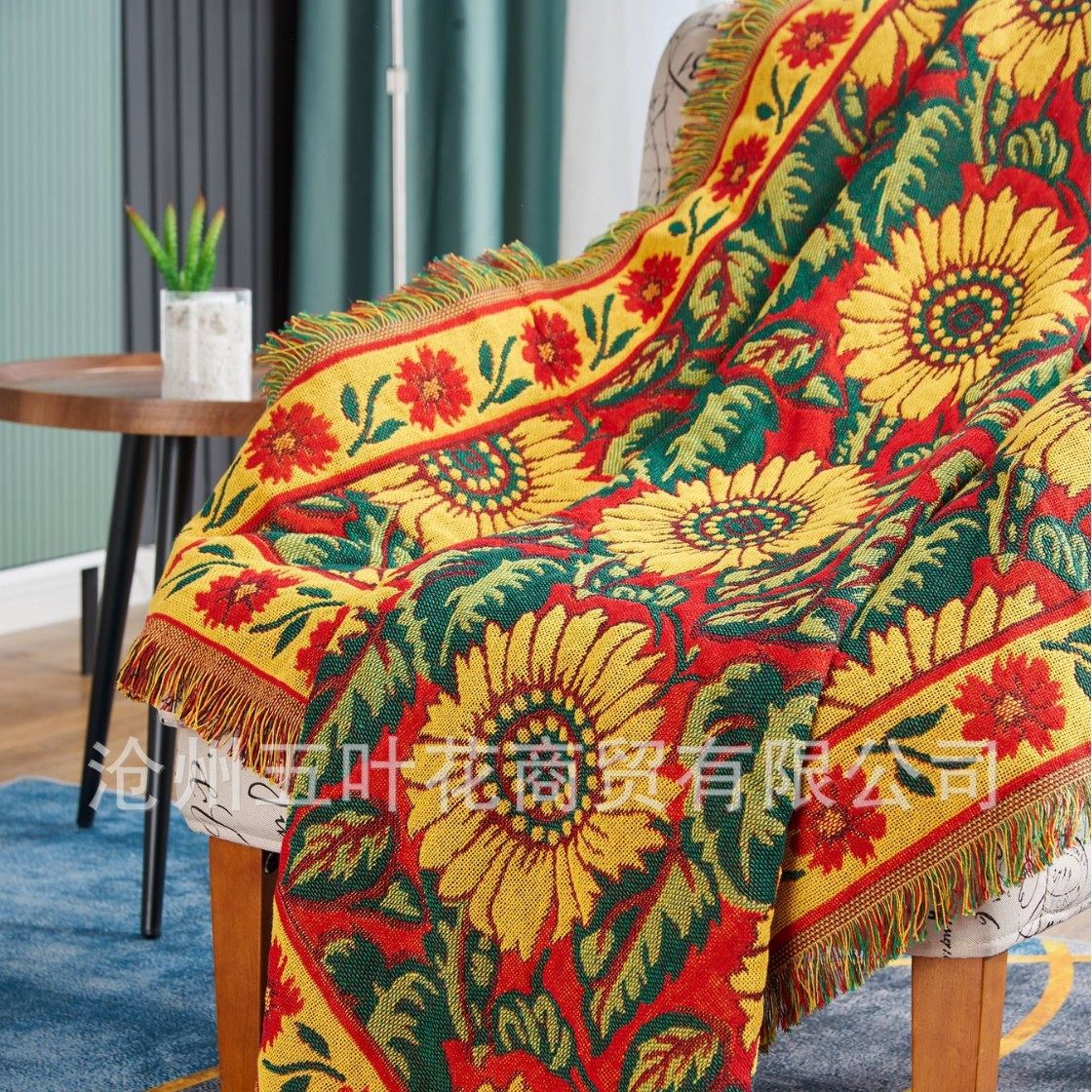 Cross-Border Double-Sided Thickened Lazy European-Style Sofa Towel Coffee Table Tablecloth Outdoor Camping Blanket Sofa Cushion Jacquard Thread Blanket