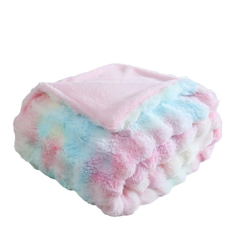 Raschel Blanket Type a Rabbit Hair Bubble Plush Blanket Double-Sided Blanket Thickeneded Office Nap Blanket Sofa Cover Blanket