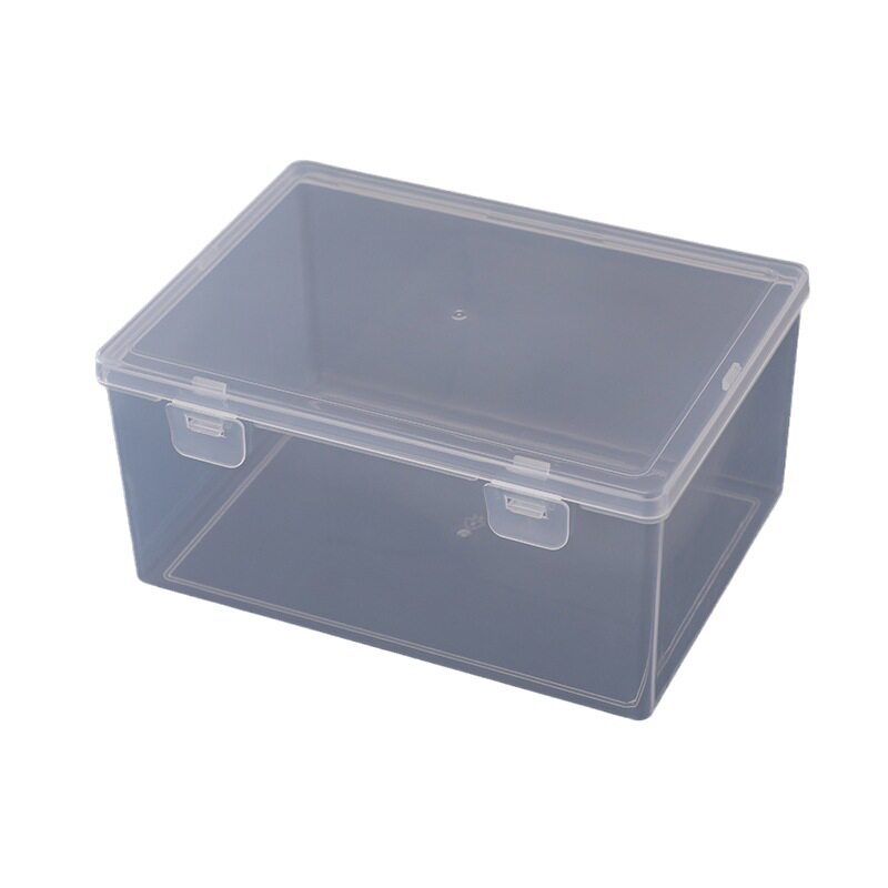Rectangular plastic box desktop organizing transparent empty box cotton swab floss component organizing storage box large stationery box