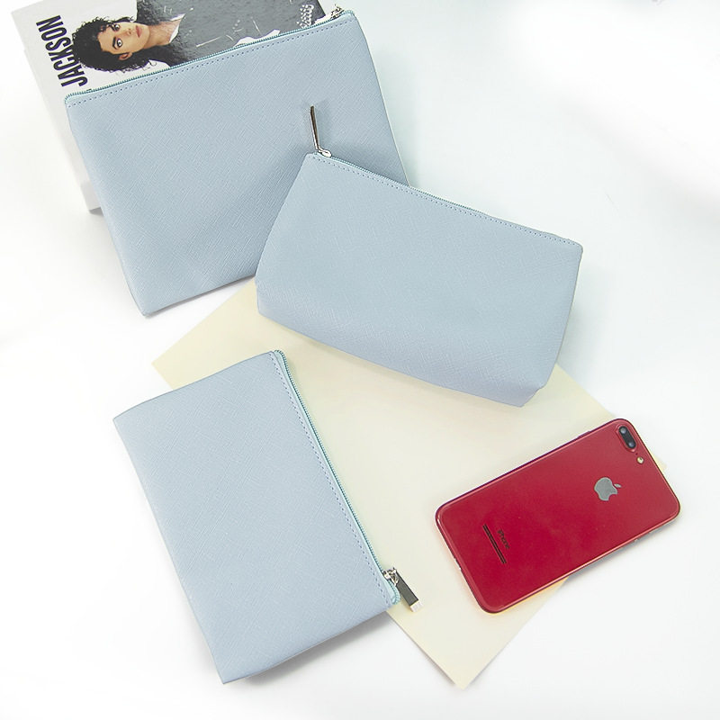 Portable Makeup Lipstick Bag, Travel Makeup Brush Cosmetics Bag, Simple Purple Pu Leather Large, Medium and Small Cosmetic Bag