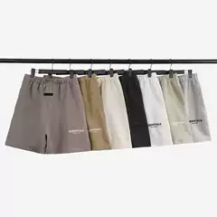 Fog Multi-Thread Flocking Small Label Letter Printed Shorts Drawstring Casual Loose Five-Point Pants for Men and Women