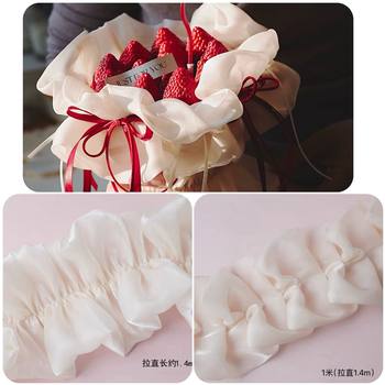 Little Red Book Jia Yan's Same Style Bubble Ruffle Edge Pleated Ruffle Edge Lace Headpiece Bow Clothing Material