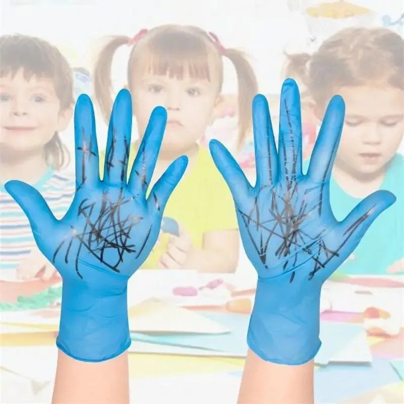 Children's Food Grade Disposable Protective Gloves Nitrile Latex Nitrile Rubber Thickeneded Student Painting Plus Small Size XS