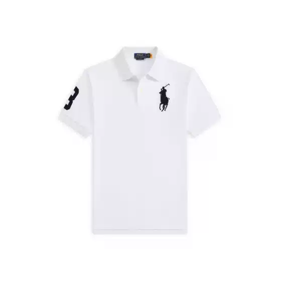 Cross-Border Rl Polo Shirt for Men with Malaysian Logo Embroidery, Collared Polo Shirt, Short-Sleeved Summer Solid Color T-Shirt