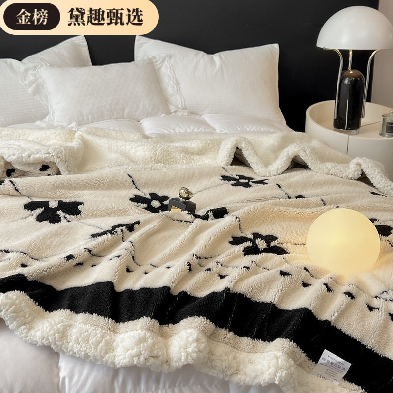 2025 Cross-Border Scandinavian Style Thickeneded Warm Cashmere Composite Blanket Simple Modern Leisure Blanket Nap Blanket Cover Blanket