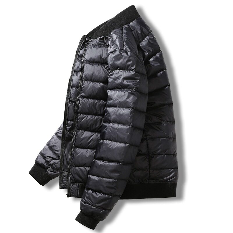 Autumn and Winter Down Jacket Men's Lightweight Youth Slim-fit White Duck Down Short Baseball Collar Portable Jacket Coat Men's Fashion