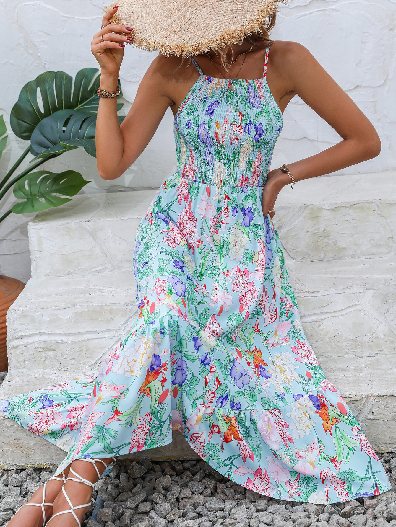 Floral Print Maxi Dress Casual Style Elegant Vibes Sleeveless Lightweight Fabric Perfect for Summer Events
