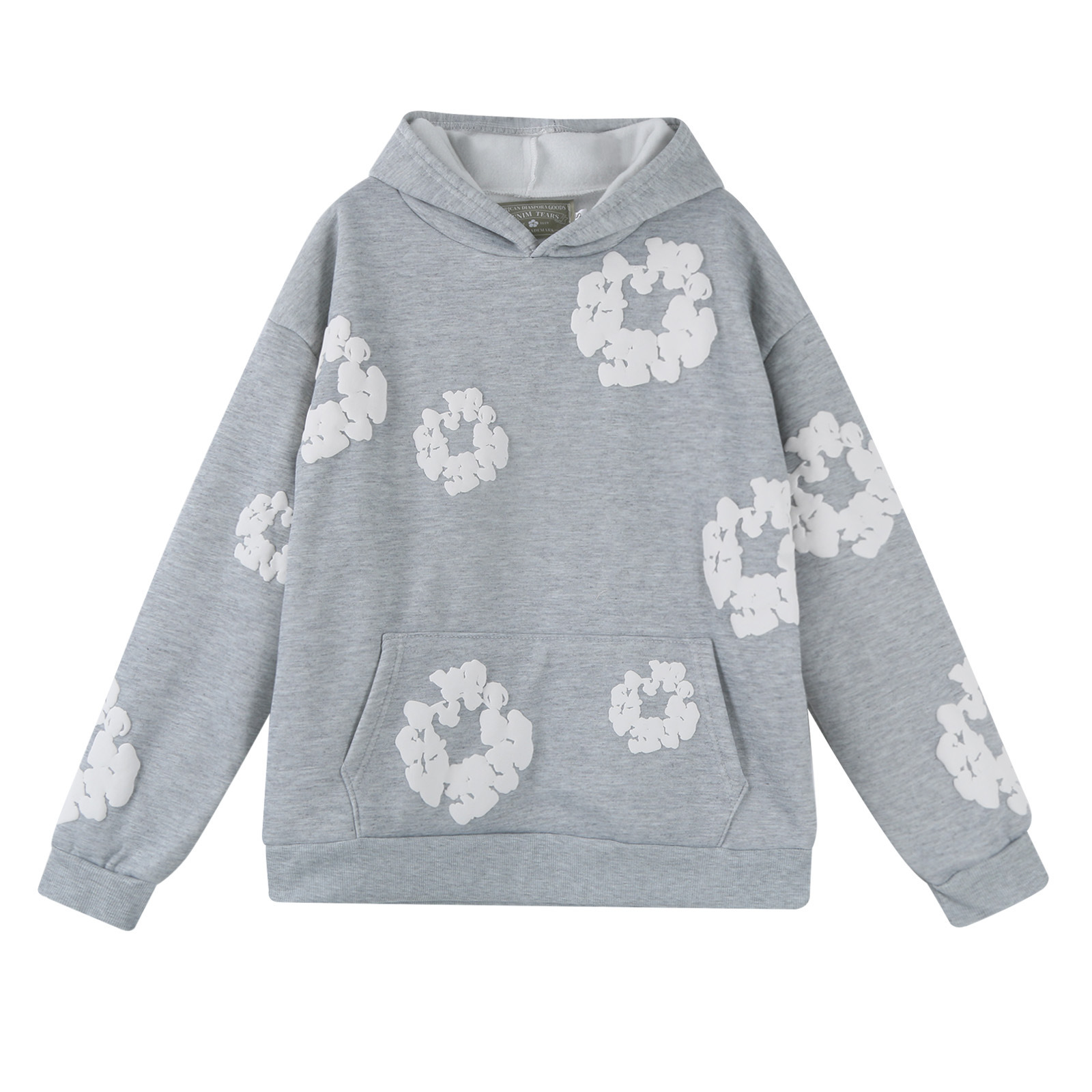 Flower print trendy brand same style pullover sweater loose hoodie men and women pullover casual tops set