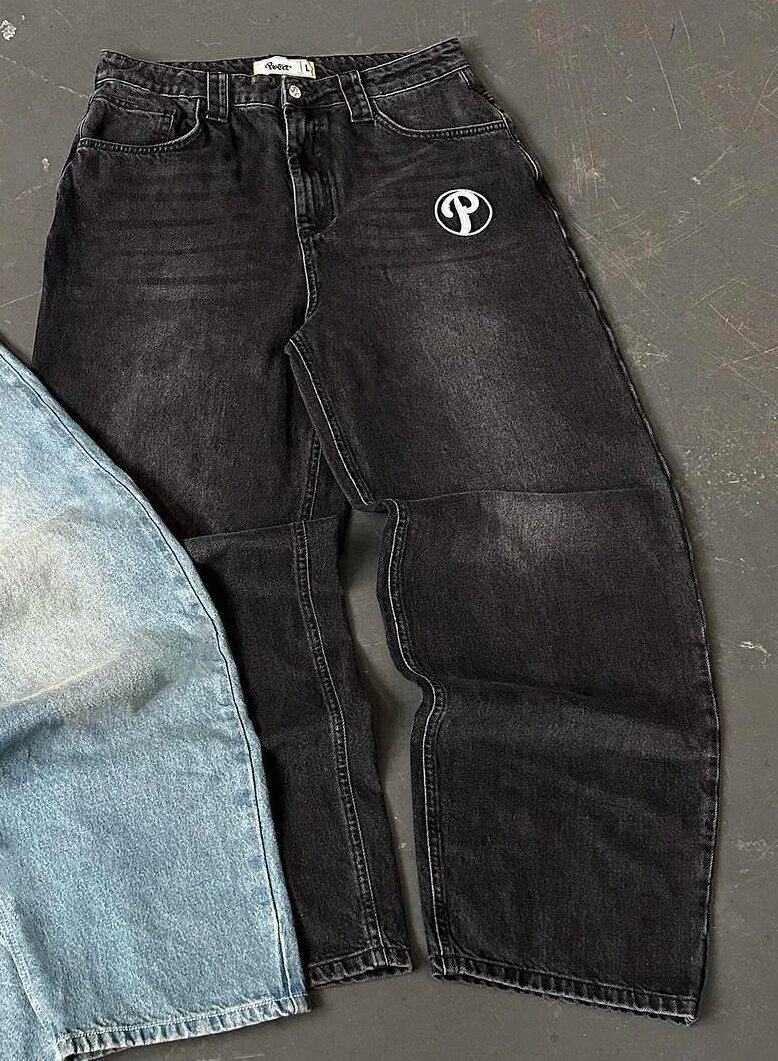 Loose wide-leg American retro gradient jeans men's trendy high street straight oversize spring and autumn