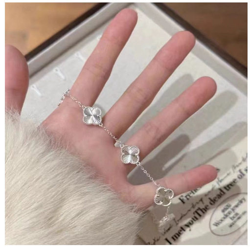 Pure silver 999 bracelet laser lucky four-leaf clover five-flower bracelet for girls high-end Douyin hot product live broadcast hot model