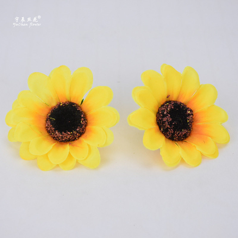 批发DIY仿真花 手工太阳花向日葵 绢花布花菊花向阳花假花花头