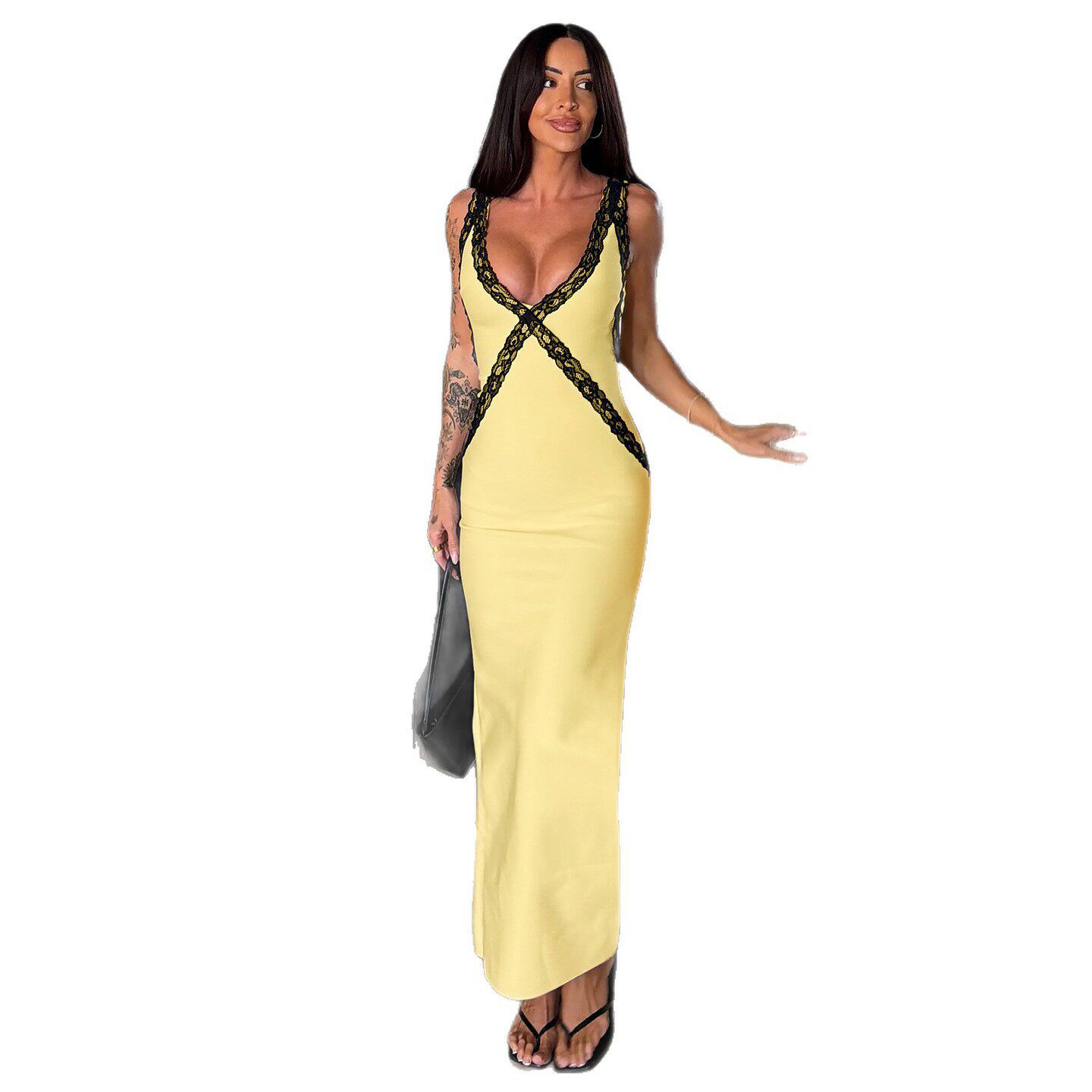 Elegant Womens Summer Dress Lace Trim V Neck Bodycon Fit Perfect for Parties and Special Occasions Wholesale