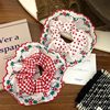 Cherry Red Plaid Lace Large Intestine Hair Ring Girl's Ball Hair Rope Floral Polka Dot Fabric Rubber Band Does Not Hurt the Hair