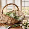 Wicker Large Storage Basket Rattan Fruit Basket Portable Basket Picnic Basket Vegetable Shopping Storage Basket Christmas Flower Basket
