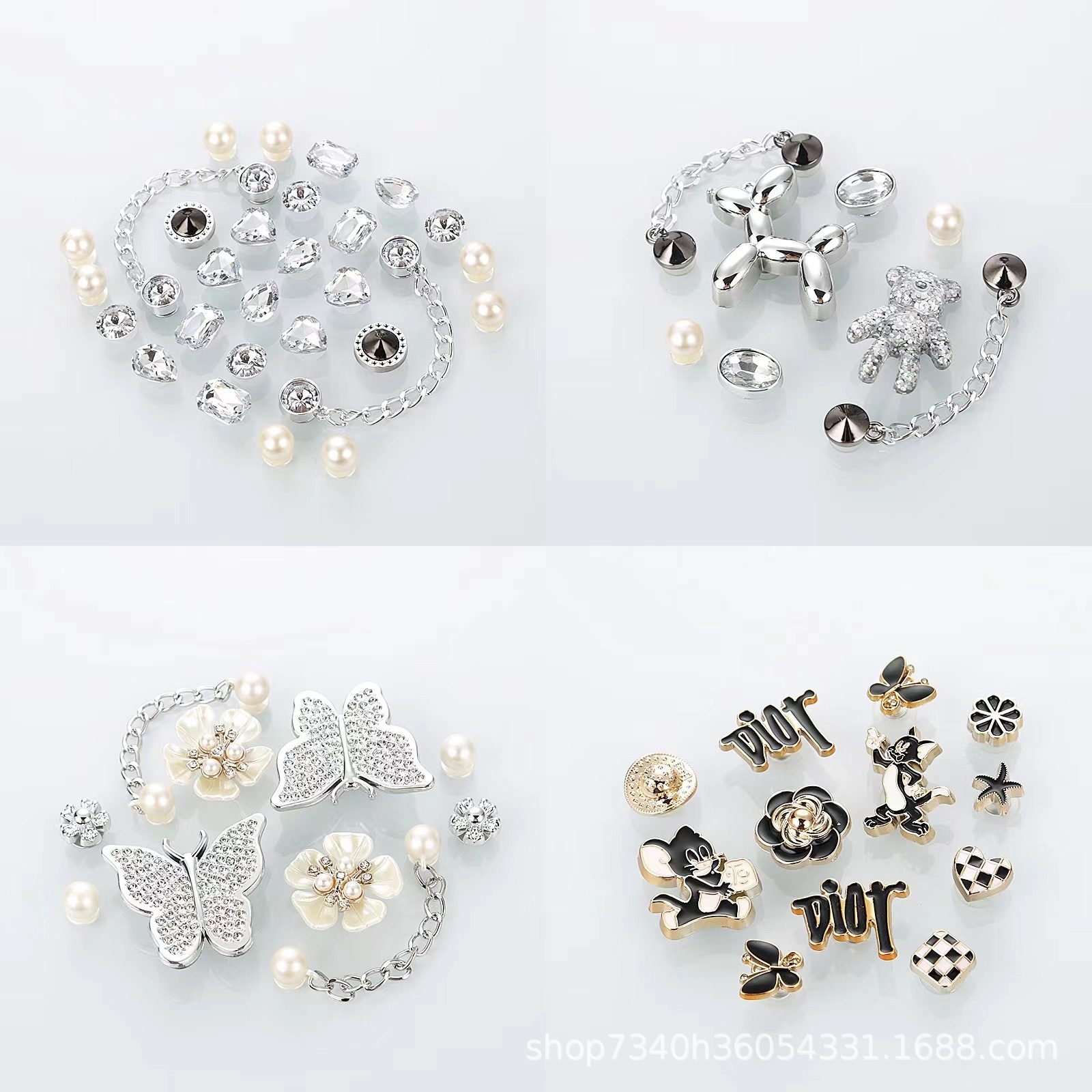 Hole Shoes Accessories DIY Butterfly Rhinestone Chain Hole Shoes Accessories Upper Decoration Shoe Buckle Buckle Cross Shoe Flower