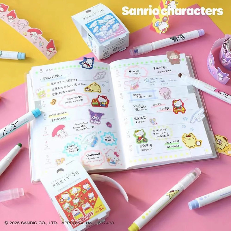 Japanese Cartoon Boxed Tape Pull-Out Roll Tearable Sticker Collage DIY Material Cute Handbook Sealing Sticker 8 Styles