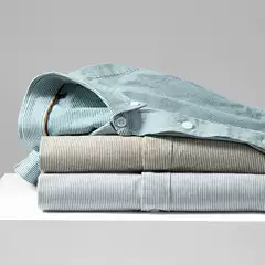Spring Oxford Long Sleeve Shirt Men's Pure Cotton Casual Shirt Jacket Men's British Striped Grey White Shirt Trendy