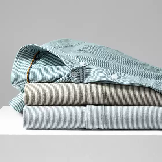 Spring Oxford Long Sleeve Shirt Men's Pure Cotton Casual Shirt Jacket Men's British Striped Grey White Shirt Trendy